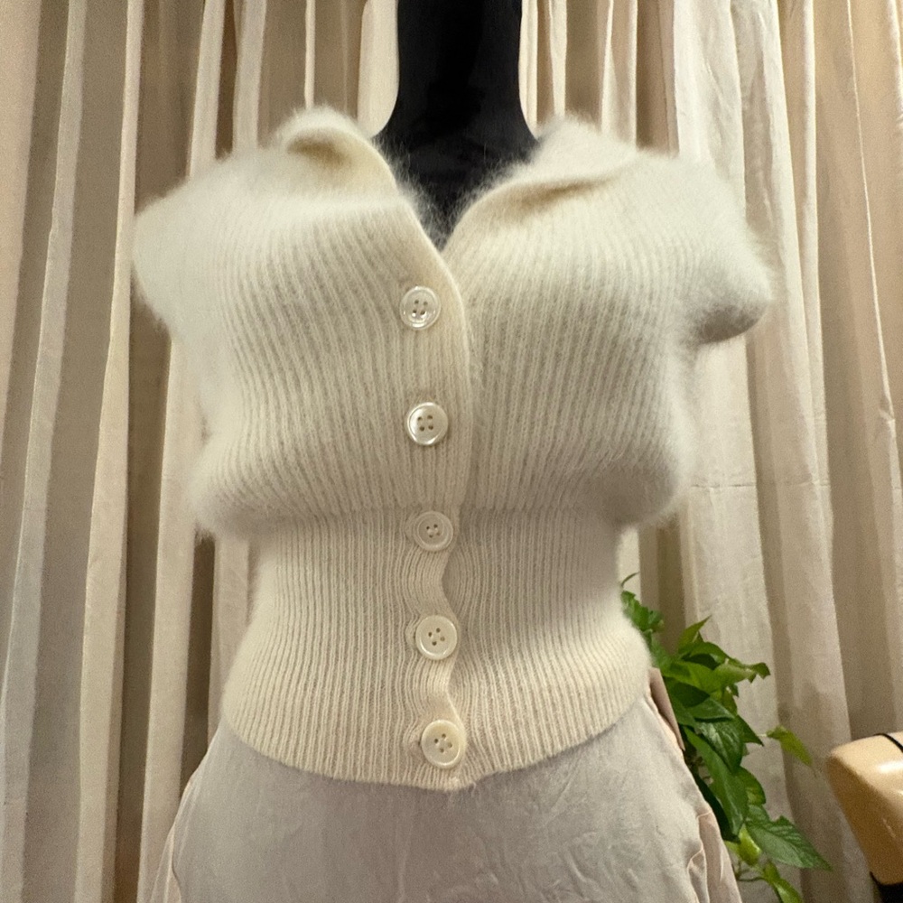 Claiborne Cream Button-Up Women's Cardigan